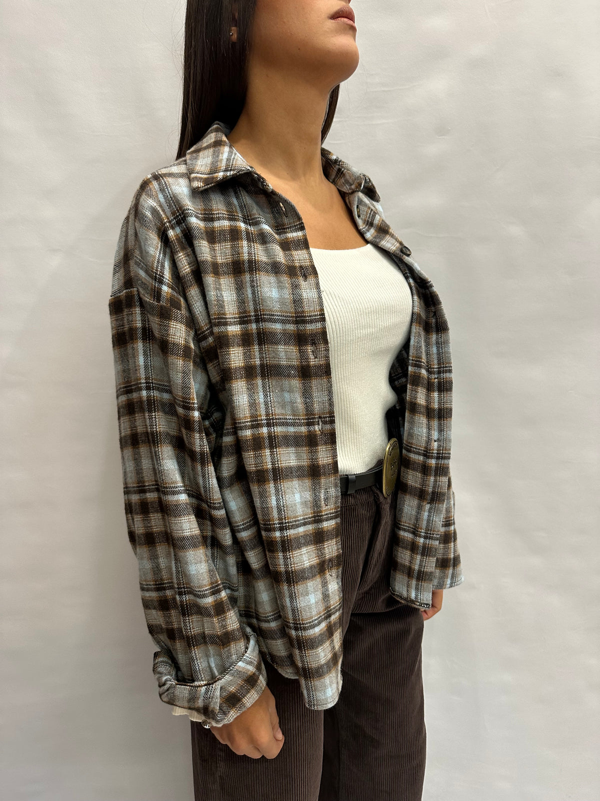 Camicia TENSIONE IN morbida con trama scozzese e taschino frontale ricamato - Cod: W26CA14
