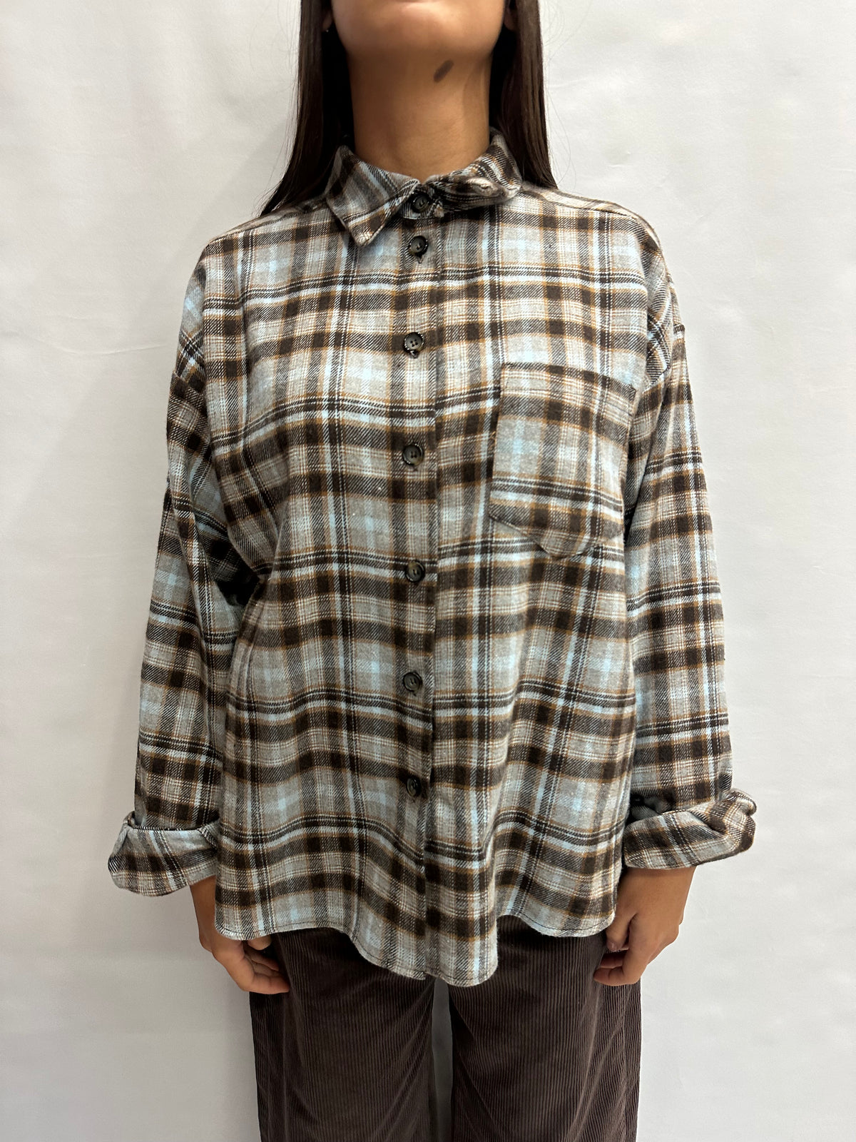 Camicia TENSIONE IN morbida con trama scozzese e taschino frontale ricamato - Cod: W26CA14