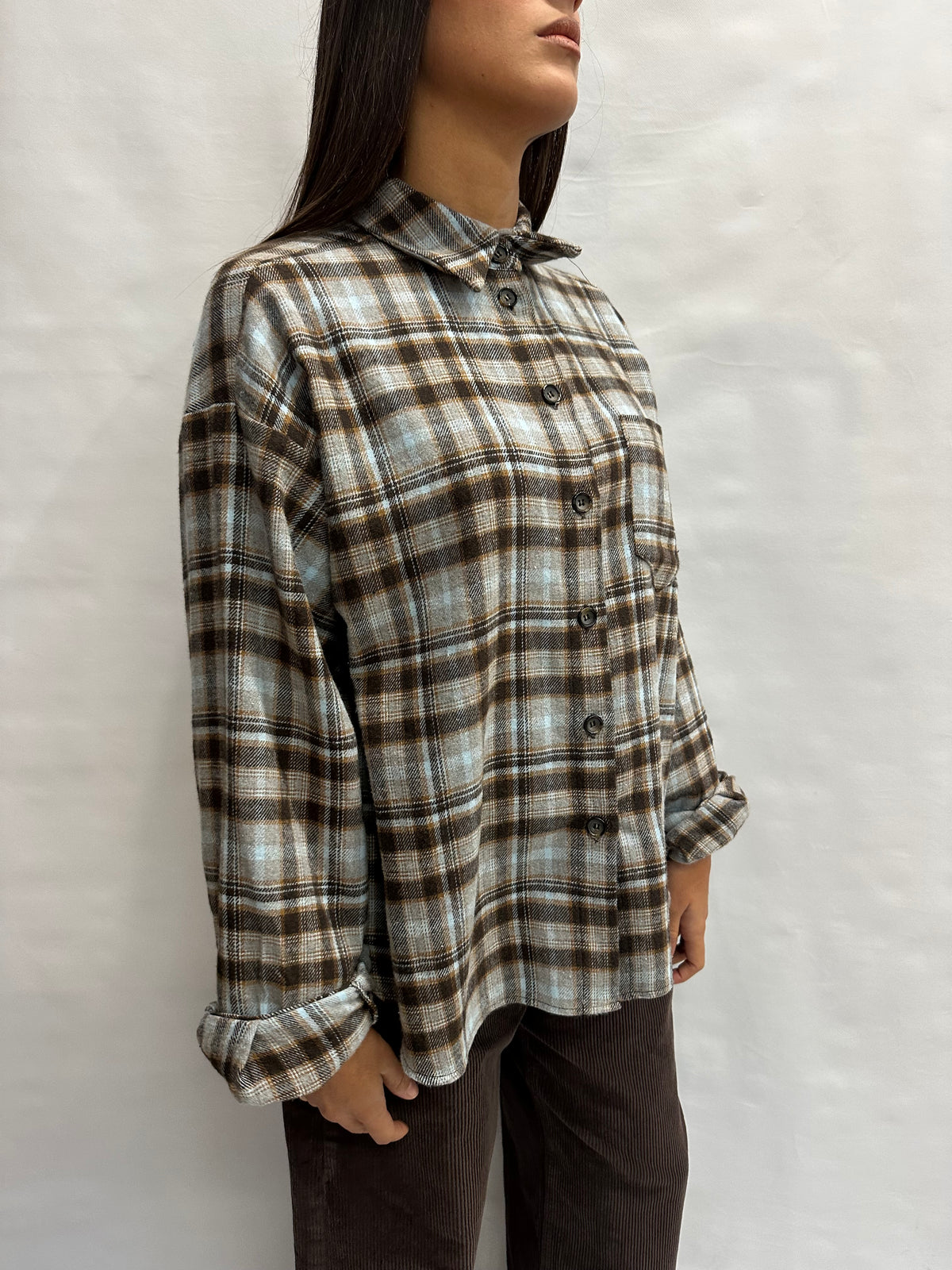 Camicia TENSIONE IN morbida con trama scozzese e taschino frontale ricamato - Cod: W26CA14
