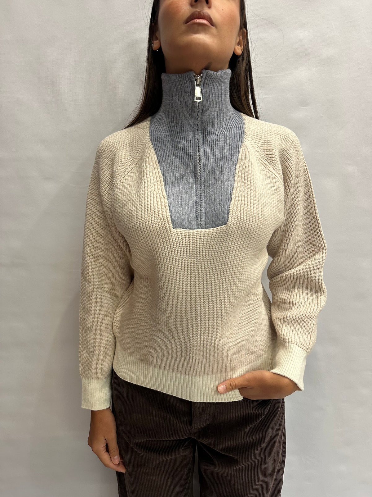 Maglione BLUEJOINT con zip parziale, COD: M94087