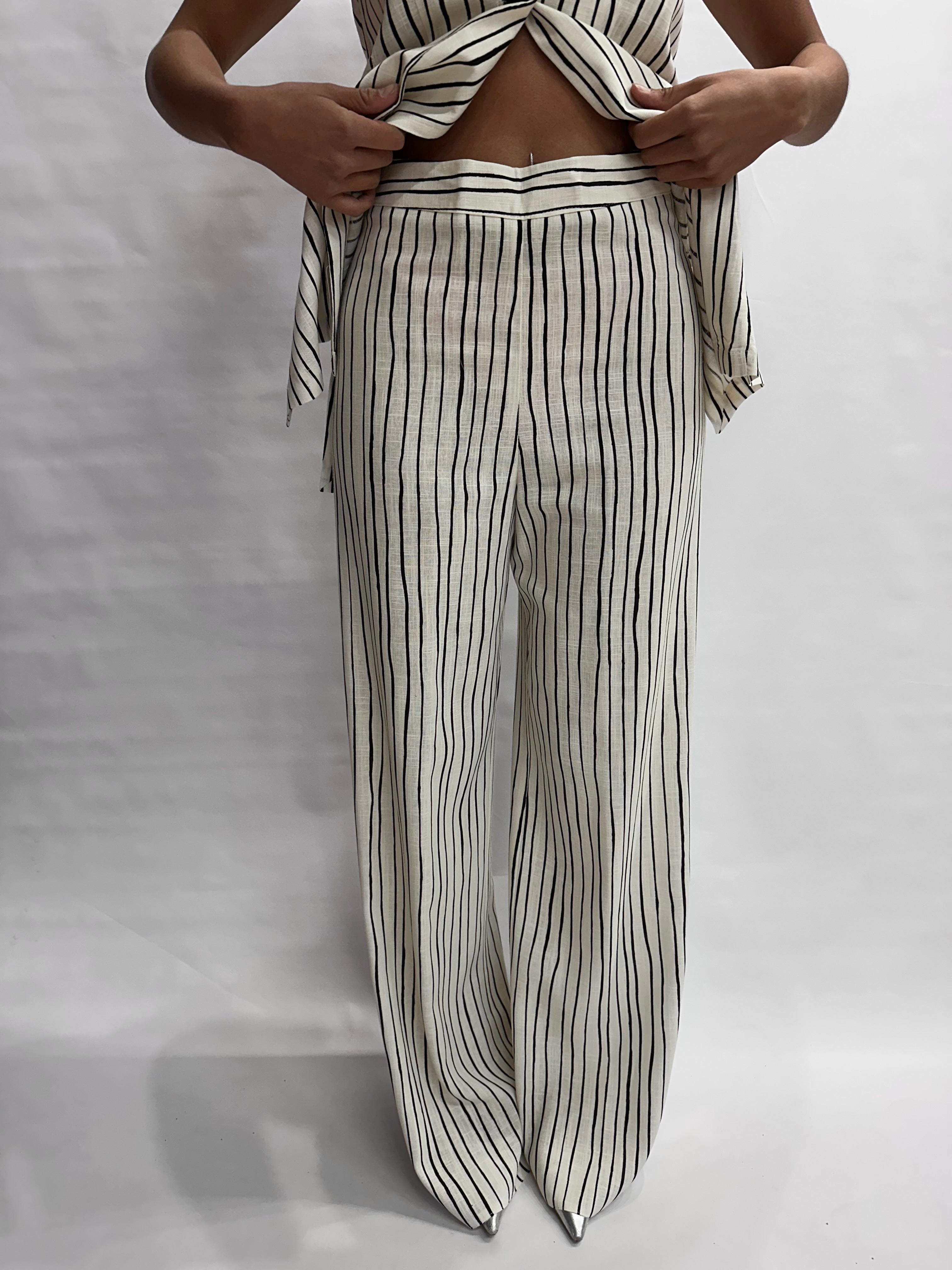 Pantalone RINASCIMENTO gessato a palazzo disponibile anche con gilet in coordinato , COD: CFC0128872003