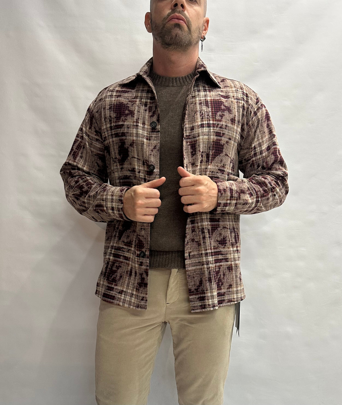 Camicia IMPERIAL 100% Cotone con trama scozzese ed effetto slavato, bottoni neri a contrasto - Cod: C5441C5031
