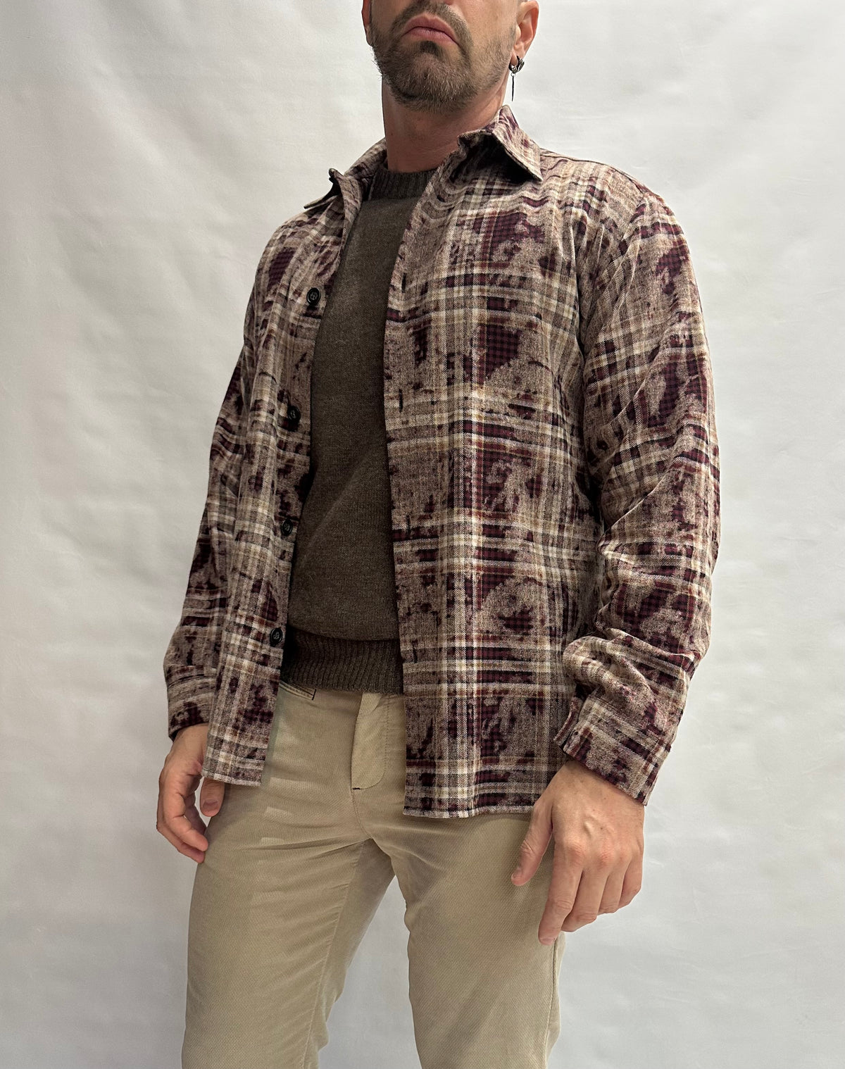 Camicia IMPERIAL 100% Cotone con trama scozzese ed effetto slavato, bottoni neri a contrasto - Cod: C5441C5031