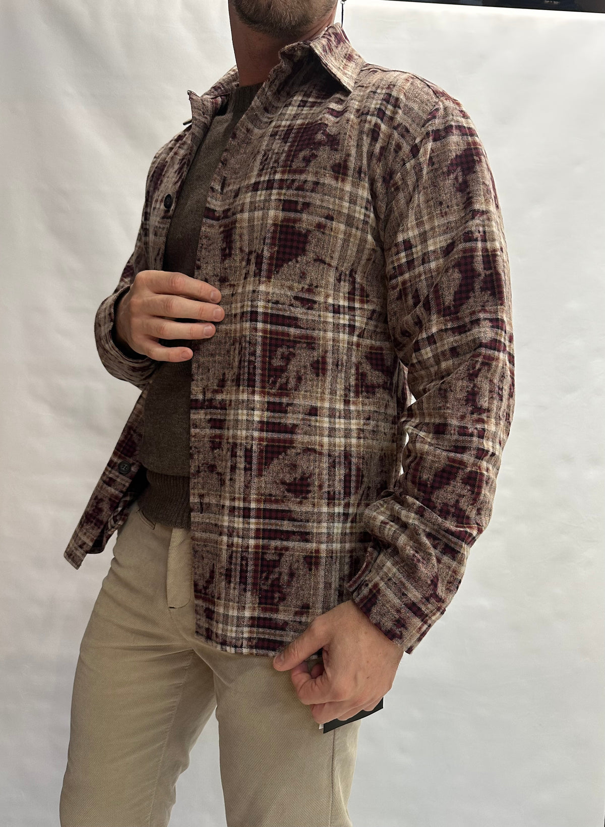 Camicia IMPERIAL 100% Cotone con trama scozzese ed effetto slavato, bottoni neri a contrasto - Cod: C5441C5031