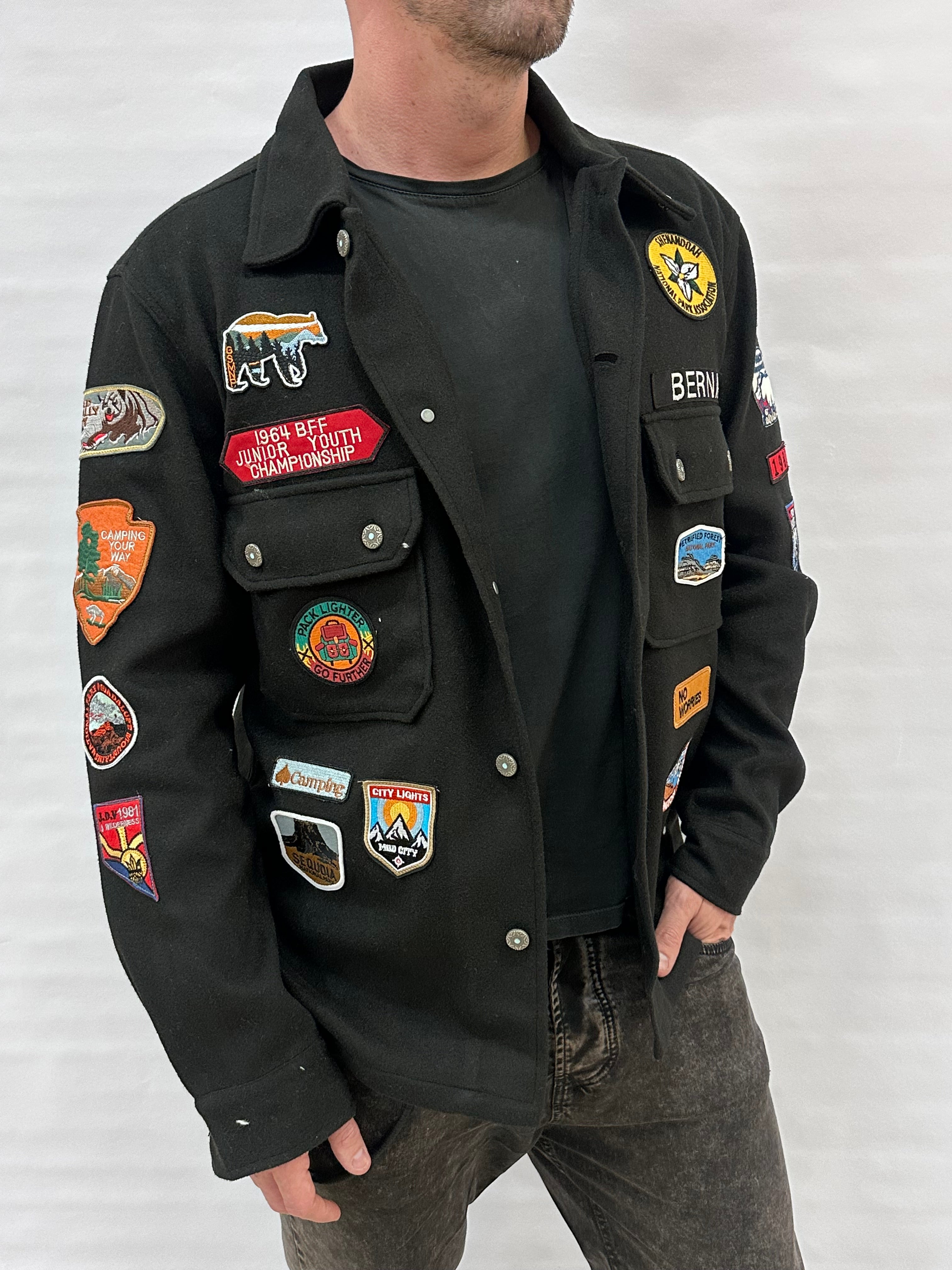 Camiciona/Sahariana BERNA in lana con patches - Cod: 2523061